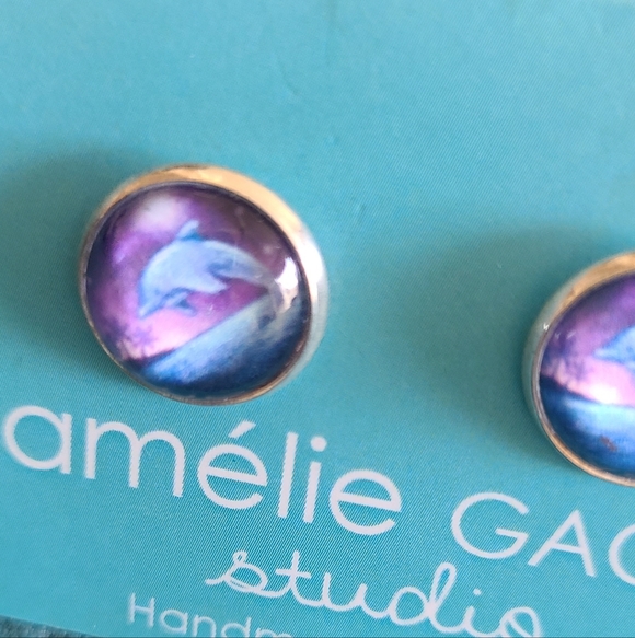 Amélie Gagné Handmade Dolphin Earrings - Picture 2 of 6